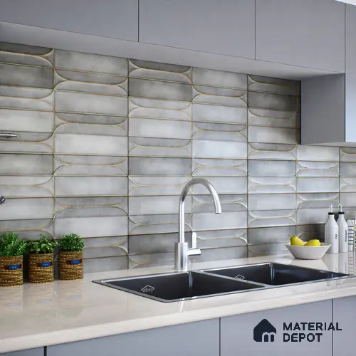 Faux Subway Wall Tile TL 05295 D Splendore Golden Arch Shadow 2 ft x 1 ft Ceramic Matte Finish - 9 mm | Suitable for Bathroom, Balcony, Kitchen Walls & Backsplashes | Please Expect a Slight Variation of Pattern