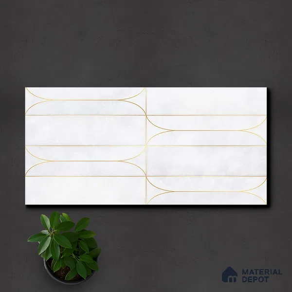 Faux Subway Wall Tile TL 05295 E Splendore Golden Arch Frost 2 ft x 1 ft Ceramic Matte Finish - 9 mm | Suitable for Bathroom, Balcony, Kitchen Walls & Backsplashes | Please Expect a Slight Variation of Pattern (Sample)