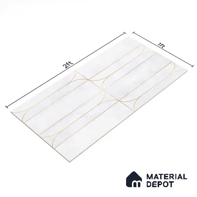 Faux Subway Wall Tile TL 05295 E Splendore Golden Arch Frost 2 ft x 1 ft Ceramic Matte Finish - 9 mm | Suitable for Bathroom, Balcony, Kitchen Walls & Backsplashes | Please Expect a Slight Variation of Pattern (Sample)