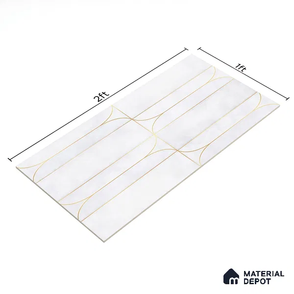 Faux Subway Wall Tile TL 05295 E Splendore Golden Arch Frost 2 ft x 1 ft Ceramic Matte Finish - 9 mm | Suitable for Bathroom, Balcony, Kitchen Walls & Backsplashes | Please Expect a Slight Variation of Pattern (Sample)