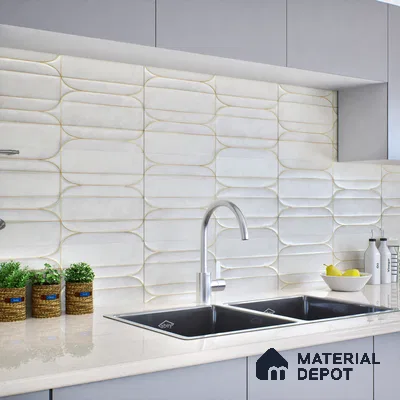 Faux Subway Wall Tile TL 05295 E Splendore Golden Arch Frost 2 ft x 1 ft Ceramic Matte Finish - 9 mm | Suitable for Bathroom, Balcony, Kitchen Walls & Backsplashes | Please Expect a Slight Variation of Pattern (Sample)