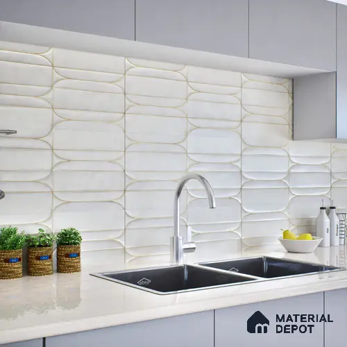 Faux Subway Wall Tile TL 05295 E Splendore Golden Arch Frost 2 ft x 1 ft Ceramic Matte Finish - 9 mm | Suitable for Bathroom, Balcony, Kitchen Walls & Backsplashes | Please Expect a Slight Variation of Pattern
