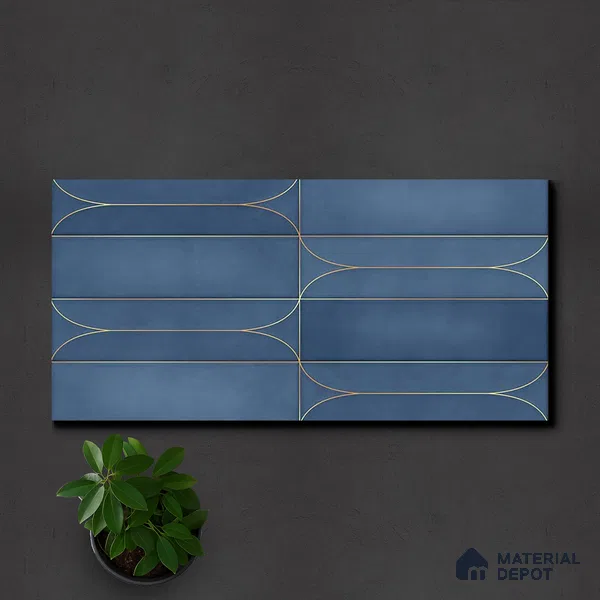 Faux Subway Wall Tile TL 05295 F Splendore Golden Arch Azulite 2 ft x 1 ft Ceramic Matte Finish - 9 mm | Suitable for Bathroom, Balcony, Kitchen Walls & Backsplashes | Please Expect a Slight Variation of Pattern (Sample)