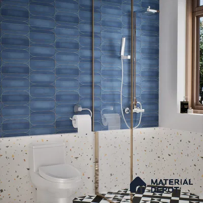 Faux Subway Wall Tile TL 05295 F Splendore Golden Arch Azulite 2 ft x 1 ft Ceramic Matte Finish - 9 mm | Suitable for Bathroom, Balcony, Kitchen Walls & Backsplashes | Please Expect a Slight Variation of Pattern (Sample)