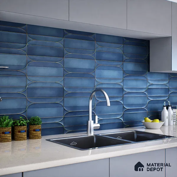 Faux Subway Wall Tile TL 05295 F Splendore Golden Arch Azulite 2 ft x 1 ft Ceramic Matte Finish - 9 mm | Suitable for Bathroom, Balcony, Kitchen Walls & Backsplashes | Please Expect a Slight Variation of Pattern (Sample)