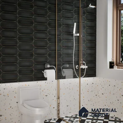 Faux Subway Wall Tile TL 05295 Splendore Golden Arch Nexa 2 ft x 1 ft Ceramic Matte Finish - 9 mm | Suitable for Bathroom, Balcony, Kitchen Walls & Backsplashes | Please Expect a Slight Variation of Pattern (Sample)