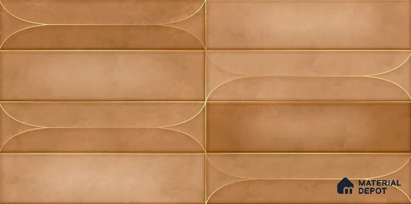 Faux Subway Wall Tile TL 05295 G Splendore Golden Arch Bruno 2 ft x 1 ft Ceramic Matte Finish - 9 mm | Suitable for Bathroom, Balcony, Kitchen Walls & Backsplashes | Please Expect a Slight Variation of Pattern (Sample)