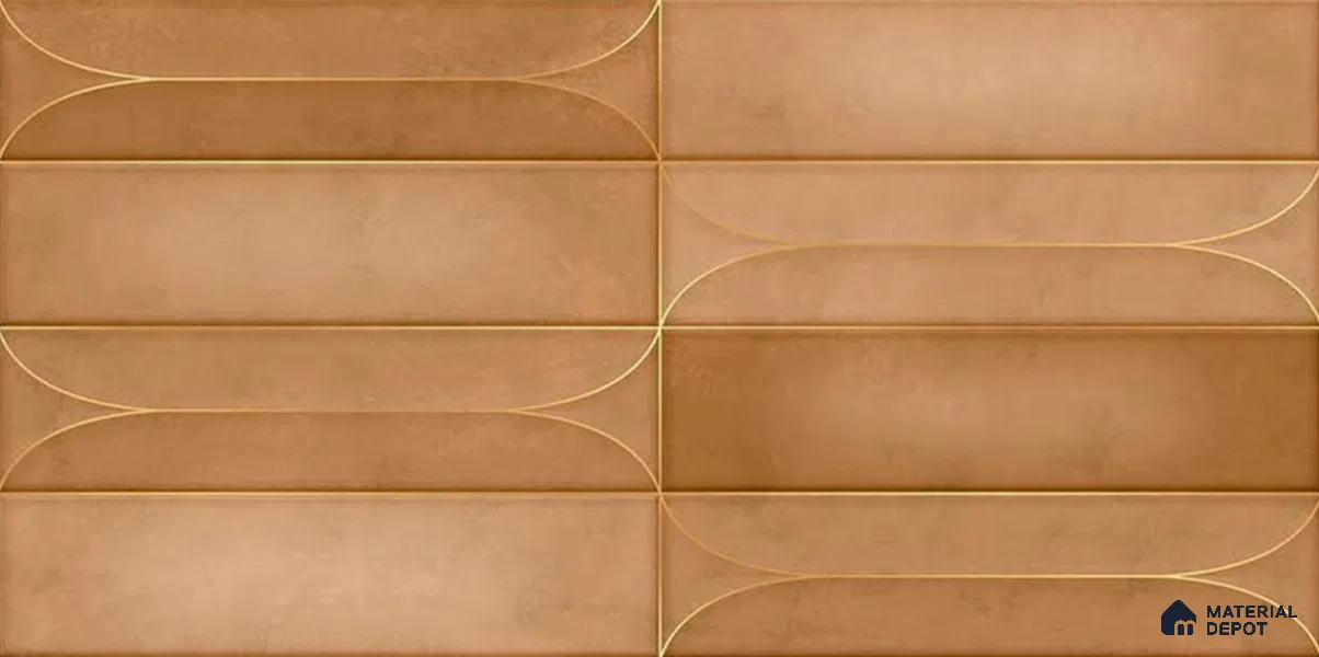 Faux Subway Wall Tile TL 05295 G Splendore Golden Arch Bruno 2 ft x 1 ft Ceramic Matte Finish - 9 mm | Suitable for Bathroom, Balcony, Kitchen Walls & Backsplashes | Please Expect a Slight Variation of Pattern (Sample)