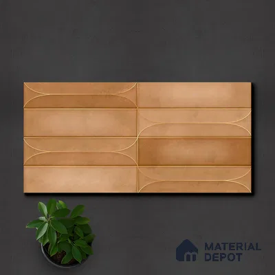 Faux Subway Wall Tile TL 05295 G Splendore Golden Arch Bruno 2 ft x 1 ft Ceramic Matte Finish - 9 mm | Suitable for Bathroom, Balcony, Kitchen Walls & Backsplashes | Please Expect a Slight Variation of Pattern (Sample)