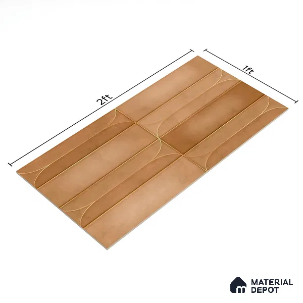Faux Subway Wall Tile TL 05295 G Splendore Golden Arch Bruno 2 ft x 1 ft Ceramic Matte Finish - 9 mm | Suitable for Bathroom, Balcony, Kitchen Walls & Backsplashes | Please Expect a Slight Variation of Pattern (Sample)