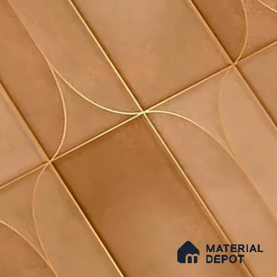 Faux Subway Wall Tile TL 05295 G Splendore Golden Arch Bruno 2 ft x 1 ft Ceramic Matte Finish - 9 mm | Suitable for Bathroom, Balcony, Kitchen Walls & Backsplashes | Please Expect a Slight Variation of Pattern (Sample)
