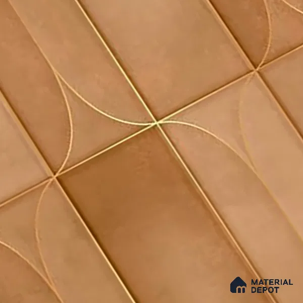 Faux Subway Wall Tile TL 05295 G Splendore Golden Arch Bruno 2 ft x 1 ft Ceramic Matte Finish - 9 mm | Suitable for Bathroom, Balcony, Kitchen Walls & Backsplashes | Please Expect a Slight Variation of Pattern (Sample)