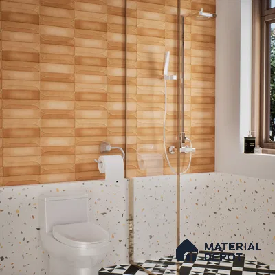 Faux Subway Wall Tile TL 05295 G Splendore Golden Arch Bruno 2 ft x 1 ft Ceramic Matte Finish - 9 mm | Suitable for Bathroom, Balcony, Kitchen Walls & Backsplashes | Please Expect a Slight Variation of Pattern (Sample)