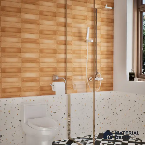 Faux Subway Wall Tile TL 05295 G Splendore Golden Arch Bruno 2 ft x 1 ft Ceramic Matte Finish - 9 mm | Suitable for Bathroom, Balcony, Kitchen Walls & Backsplashes | Please Expect a Slight Variation of Pattern