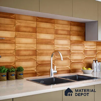 Faux Subway Wall Tile TL 05295 G Splendore Golden Arch Bruno 2 ft x 1 ft Ceramic Matte Finish - 9 mm | Suitable for Bathroom, Balcony, Kitchen Walls & Backsplashes | Please Expect a Slight Variation of Pattern (Sample)
