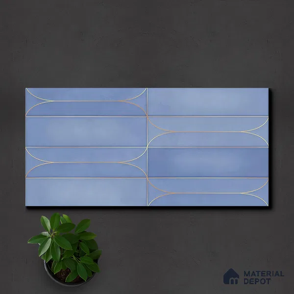 Faux Subway Wall Tile TL 05295 H Splendore Golden Arch Ocean 2 ft x 1 ft Ceramic Matte Finish - 9 mm | Suitable for Bathroom, Balcony, Kitchen Walls & Backsplashes | Please Expect a Slight Variation of Pattern (Sample)