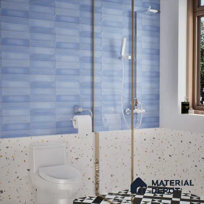 Faux Subway Wall Tile TL 05295 H Splendore Golden Arch Ocean 2 ft x 1 ft Ceramic Matte Finish - 9 mm | Suitable for Bathroom, Balcony, Kitchen Walls & Backsplashes | Please Expect a Slight Variation of Pattern (Sample)
