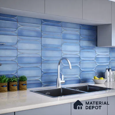Faux Subway Wall Tile TL 05295 H Splendore Golden Arch Ocean 2 ft x 1 ft Ceramic Matte Finish - 9 mm | Suitable for Bathroom, Balcony, Kitchen Walls & Backsplashes | Please Expect a Slight Variation of Pattern (Sample)