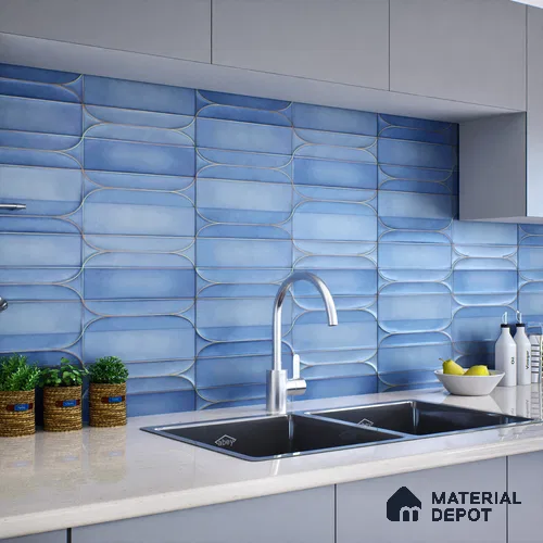 Faux Subway Wall Tile TL 05295 H Splendore Golden Arch Ocean 2 ft x 1 ft Ceramic Matte Finish - 9 mm | Suitable for Bathroom, Balcony, Kitchen Walls & Backsplashes | Please Expect a Slight Variation of Pattern