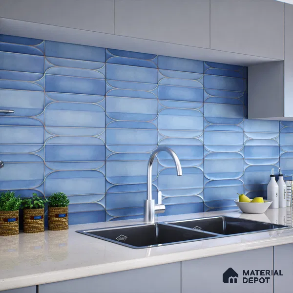 Faux Subway Wall Tile TL 05295 H Splendore Golden Arch Ocean 2 ft x 1 ft Ceramic Matte Finish - 9 mm | Suitable for Bathroom, Balcony, Kitchen Walls & Backsplashes | Please Expect a Slight Variation of Pattern (Sample)