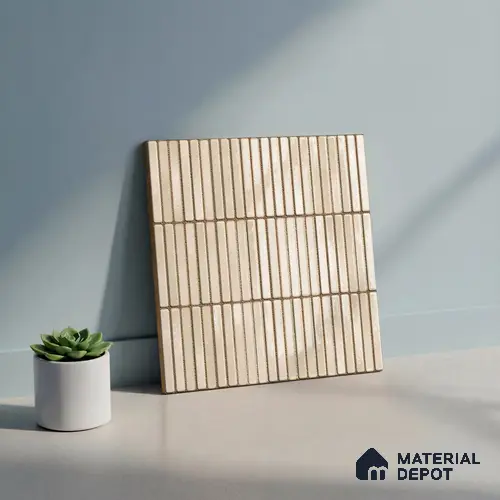 Faux Subway Wall Tile TL 06339 B Kitkat Chocogrid 12 inch x 12 inch Ceramic Glossy Finish - 9.5 mm | Suitable for Accent / Feature Walls, Bathroom, Kitchen Wall & Backsplashes | Please Expect a Slight Variation of Pattern