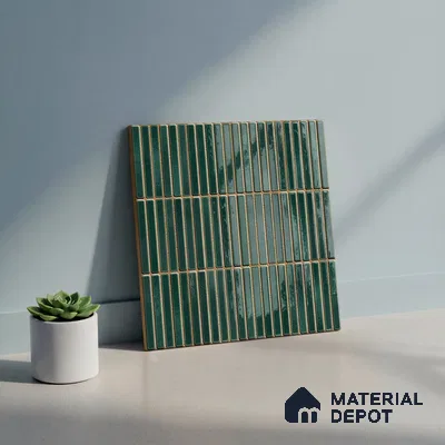 Faux Subway Wall Tile TL 06339  Kitkat Stripora 12 inch x 12 inch Ceramic Glossy Finish - 9.5 mm | Suitable for Accent / Feature Walls, Bathroom, Kitchen Wall & Backsplashes | Please Expect a Slight Variation of Pattern (Sample)