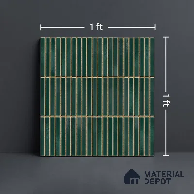Faux Subway Wall Tile TL 06339  Kitkat Stripora 12 inch x 12 inch Ceramic Glossy Finish - 9.5 mm | Suitable for Accent / Feature Walls, Bathroom, Kitchen Wall & Backsplashes | Please Expect a Slight Variation of Pattern (Sample)