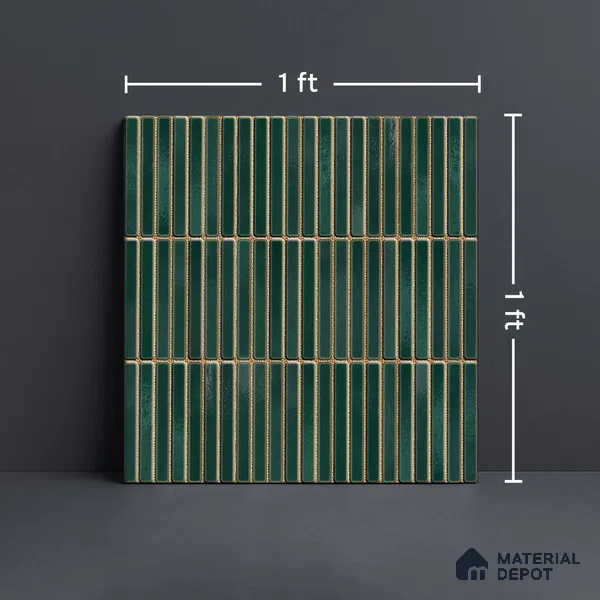 Faux Subway Wall Tile TL 06339  Kitkat Stripora 12 inch x 12 inch Ceramic Glossy Finish - 9.5 mm | Suitable for Accent / Feature Walls, Bathroom, Kitchen Wall & Backsplashes | Please Expect a Slight Variation of Pattern (Sample)