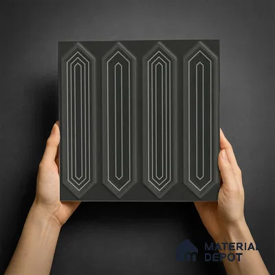 Faux Subway Wall Tile TL 06345 B  Picket Borderline 12 inch x 12 inch Ceramic Matte Finish - 9.5 mm | Suitable for Accent / Feature Walls, Bathroom, Kitchen Wall & Backsplashes | Please Expect a Slight Variation of Pattern (Sample)
