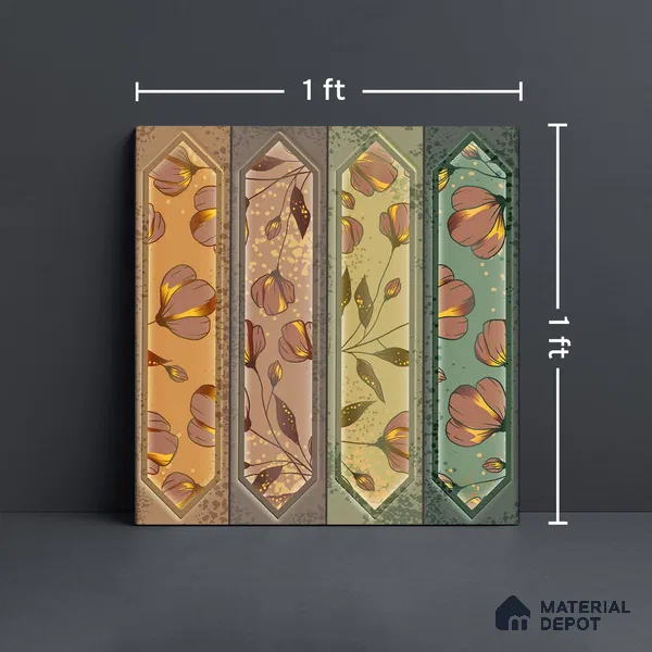 Faux Subway Wall Tile TL 06346 D  Picket Shape Flow 12 inch x 12 inch Ceramic Matte Finish - 9.5 mm | Suitable for Accent / Feature Walls, Bathroom, Kitchen Wall & Backsplashes | Please Expect a Slight Variation of Pattern