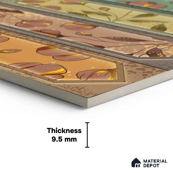 Faux Subway Wall Tile TL 06346 D  Picket Shape Flow 12 inch x 12 inch Ceramic Matte Finish - 9.5 mm | Suitable for Accent / Feature Walls, Bathroom, Kitchen Wall & Backsplashes | Please Expect a Slight Variation of Pattern
