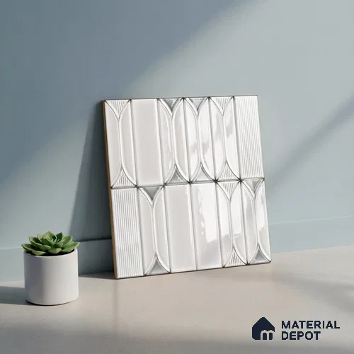 Faux Subway Wall Tile TL 06332 B  Sea Curve 12 inch x 12 inch Ceramic Glossy Finish - 9.5 mm | Suitable for Accent / Feature Walls, Bathroom, Kitchen Wall & Backsplashes | Please Expect a Slight Variation of Pattern