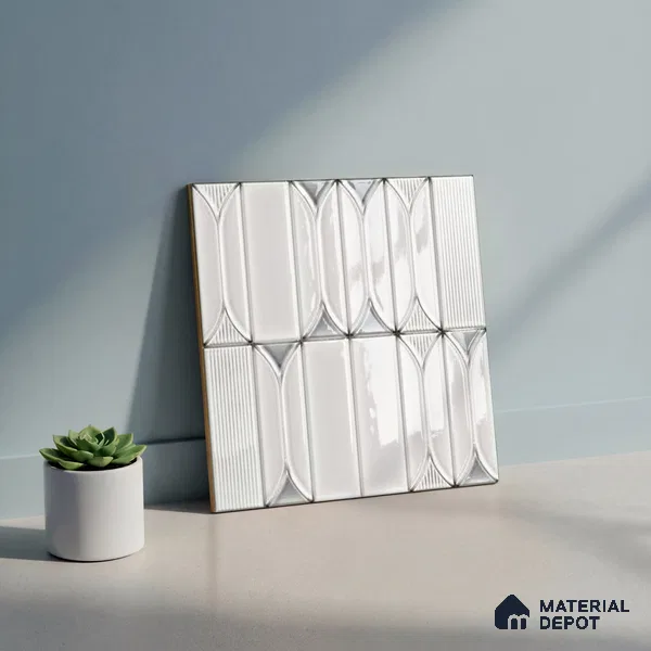Faux Subway Wall Tile TL 06332 B Sea Curve 12 inch x 12 inch Ceramic Glossy Finish - 9.5 mm | Suitable for Accent / Feature Walls, Bathroom, Kitchen Wall & Backsplashes | Please Expect a Slight Variation of Pattern