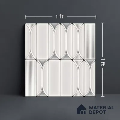 Faux Subway Wall Tile TL 06332 B  Sea Curve 12 inch x 12 inch Ceramic Glossy Finish - 9.5 mm | Suitable for Accent / Feature Walls, Bathroom, Kitchen Wall & Backsplashes | Please Expect a Slight Variation of Pattern