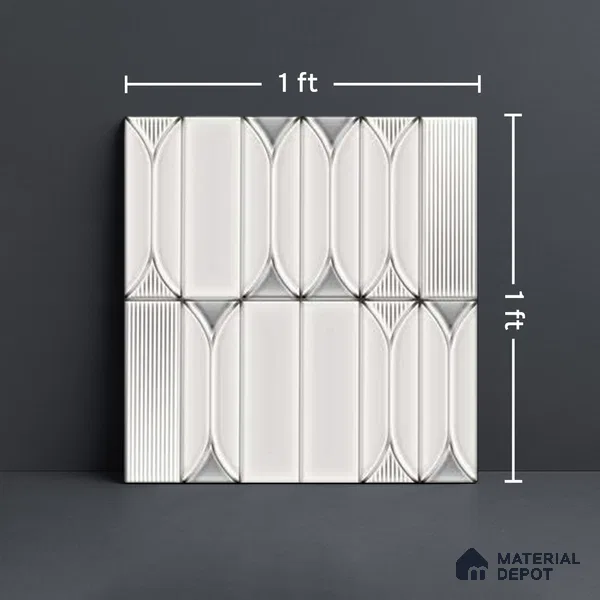 Faux Subway Wall Tile TL 06332 B Sea Curve 12 inch x 12 inch Ceramic Glossy Finish - 9.5 mm | Suitable for Accent / Feature Walls, Bathroom, Kitchen Wall & Backsplashes | Please Expect a Slight Variation of Pattern