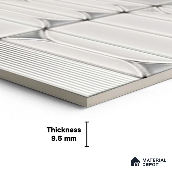 Faux Subway Wall Tile TL 06332 B Sea Curve 12 inch x 12 inch Ceramic Glossy Finish - 9.5 mm | Suitable for Accent / Feature Walls, Bathroom, Kitchen Wall & Backsplashes | Please Expect a Slight Variation of Pattern