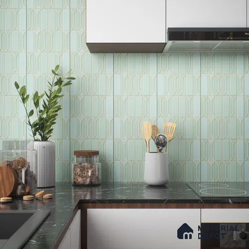 Faux Subway Wall Tile TL 04394 C Fenix Green 1 ft x 1 ft Matte Finish Ceramic Tile - 9 mm | Suitable For Kitchen, Bathroom, Dining Area | Please Expect a Slight Variation of Pattern