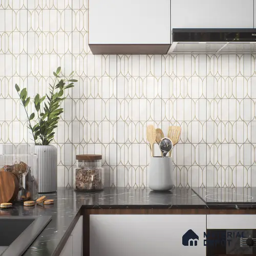 Faux Subway Wall Tile TL 04394 D Fenix White Matte Finish 1 ft x 1 ft Matte Finish Ceramic Tile - 9 mm | Suitable For Kitchen, Bathroom, Dining Area | Please Expect a Slight Variation of Pattern