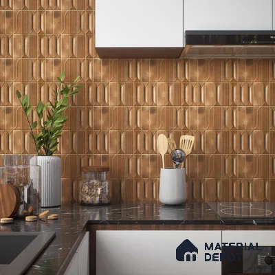 Faux Subway Wall Tile TL 04394 Fenix Brown 1 ft x 1 ft Matte Finish Ceramic Tile - 9 mm | Suitable For Kitchen, Bathroom, Dining Area | Please Expect a Slight Variation of Pattern