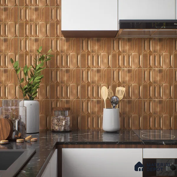 Faux Subway Wall Tile TL 04394 Fenix Brown 1 ft x 1 ft Matte Finish Ceramic Tile - 9 mm | Suitable For Kitchen, Bathroom, Dining Area | Please Expect a Slight Variation of Pattern