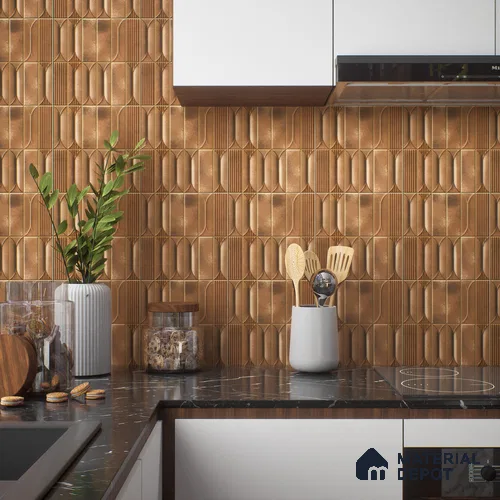 Faux Subway Wall Tile TL 04394 Fenix Brown 1 ft x 1 ft Matte Finish Ceramic Tile - 9 mm | Suitable For Kitchen, Bathroom, Dining Area | Please Expect a Slight Variation of Pattern