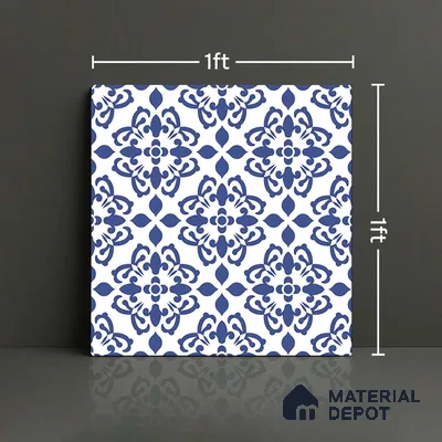 Patterned Look Wall & Floor Tile TL 09155 | Matte Finish 12 x 12 inch Ceramic Tile - 10 mm | Suitable For Kitchen, Bathroom, Bedroom & Office | Please Expect a Slight Variation of Pattern
