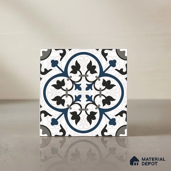 Moroccan Wall & Floor Tile TL 09164 | Matte Finish 1 ft x 1 ft Ceramic Tile - 10 mm | Suitable For Bathroom, Kitchen, Balcony | Please Expect a Slight Variation of Pattern