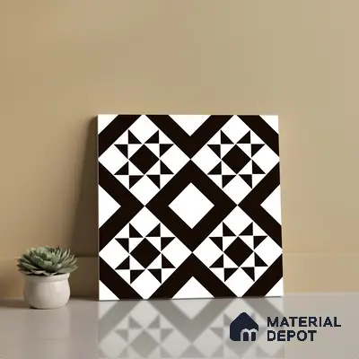 Patterned Look Wall & Floor Tile TL 09170 | Matte Finish 12 x 12 inch Ceramic Tile - 10 mm | Suitable For Kitchen, Bathroom, Bedroom & Office | Please Expect a Slight Variation of Pattern