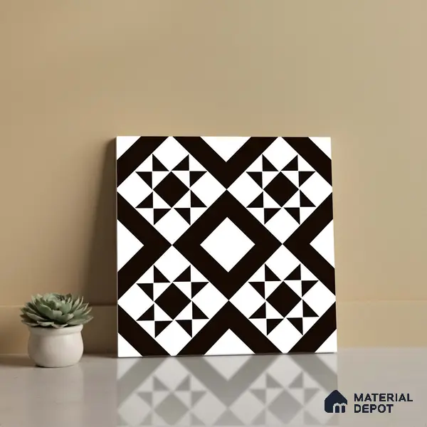 Patterned Look Wall & Floor Tile TL 09170 | Matte Finish 12 x 12 inch Ceramic Tile - 10 mm | Suitable For Kitchen, Bathroom, Bedroom & Office | Please Expect a Slight Variation of Pattern
