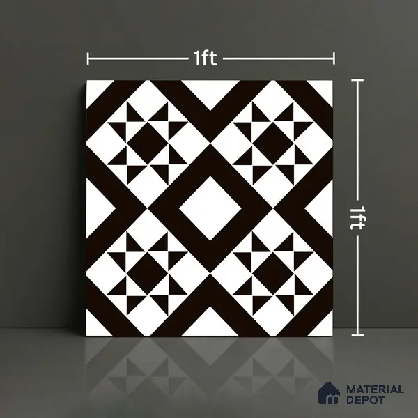 Patterned Look Wall & Floor Tile TL 09170 | Matte Finish 12 x 12 inch Ceramic Tile - 10 mm | Suitable For Kitchen, Bathroom, Bedroom & Office | Please Expect a Slight Variation of Pattern