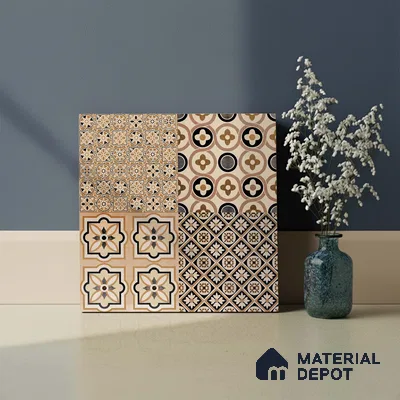 Moroccan Look Wall & Floor Tile TL 09166 | Matte Finish 12 x 12 inch Ceramic Tile - 10 mm | Suitable For Kitchen, Bathroom, Bedroom & Office | Please Expect a Slight Variation of Pattern