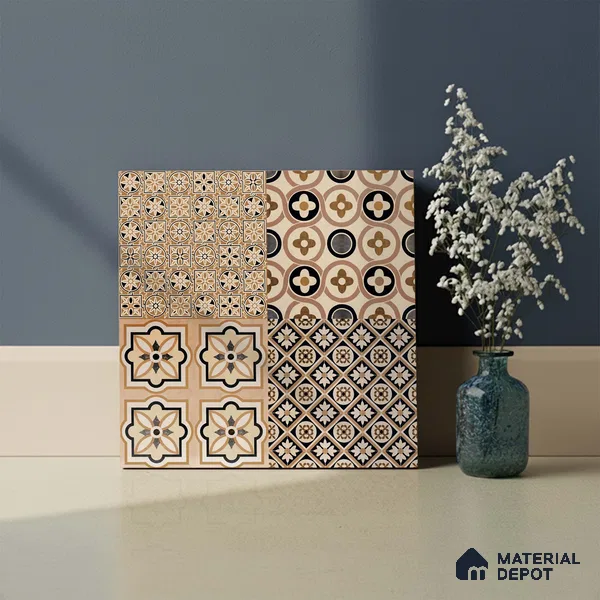 Moroccan Look Wall & Floor Tile TL 09166 | Matte Finish 12 x 12 inch Ceramic Tile - 10 mm | Suitable For Kitchen, Bathroom, Bedroom & Office | Please Expect a Slight Variation of Pattern