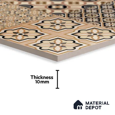 Moroccan Look Wall & Floor Tile TL 09166 | Matte Finish 12 x 12 inch Ceramic Tile - 10 mm | Suitable For Kitchen, Bathroom, Bedroom & Office | Please Expect a Slight Variation of Pattern