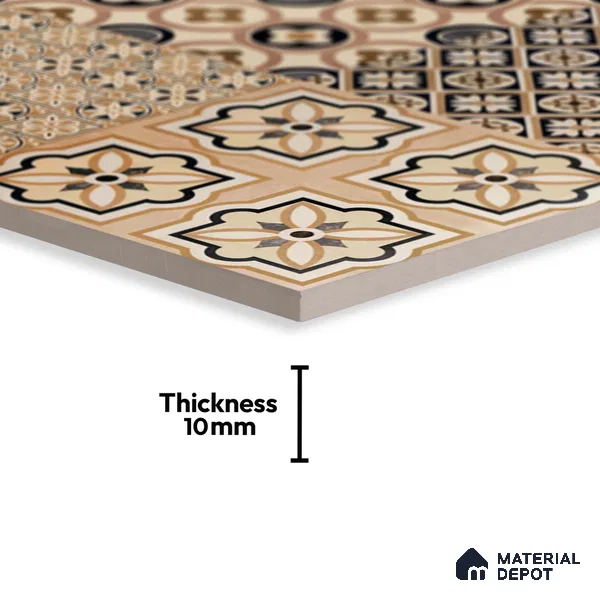 Moroccan Look Wall & Floor Tile TL 09166 | Matte Finish 12 x 12 inch Ceramic Tile - 10 mm | Suitable For Kitchen, Bathroom, Bedroom & Office | Please Expect a Slight Variation of Pattern